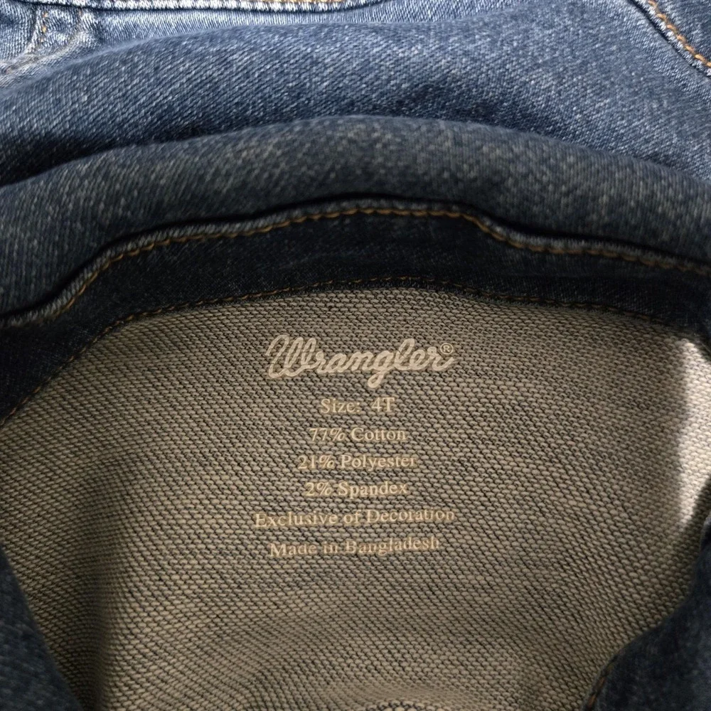 Wrangler Denim Jacket Kids 4T Blue Button Front Pockets Classic Jean Fall Casual